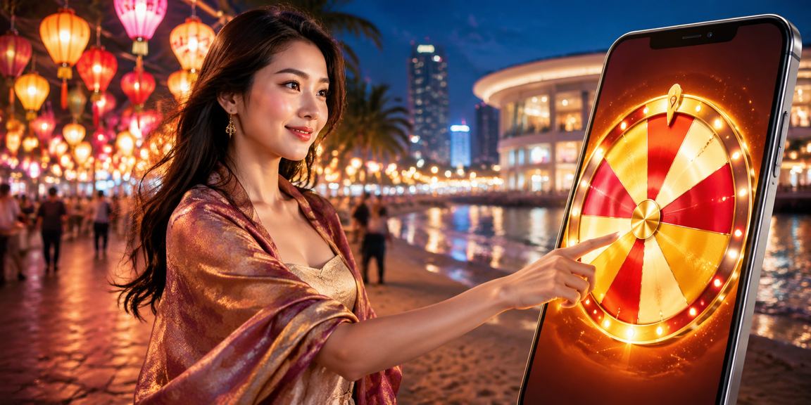 Người tham gia quay thưởng tại chợ đêm Đà Nẵng qua ứng dụng di động